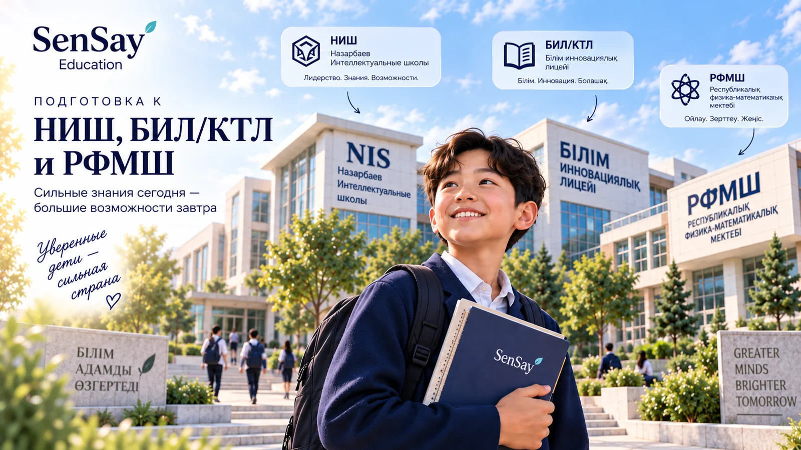SenSay Education. Подготовка к НИШ, БИЛ/КТЛ и РФМШ. Сильные дети — сильная страна